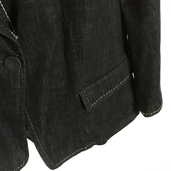 NWT Womens Size 14 Talbots Dark Denim Blue Contrast Stitch Blazer Jacket - Picture 3 of 4